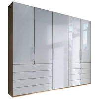 FALTTÜRENSCHRANK in Weiss, Eichefarben  - Chromfarben/Weiss, Konventionell, Glas/Holzwerkstoff (250/236/58cm) - Venda