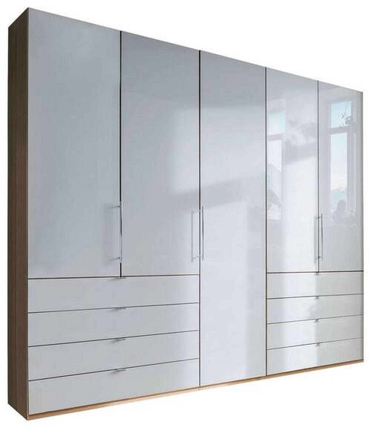 FALTTÜRENSCHRANK in Weiss, Eichefarben  - Chromfarben/Weiss, Konventionell, Glas/Holzwerkstoff (250/236/58cm) - Venda