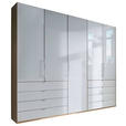 FALTTÜRENSCHRANK Glasfront  in Weiß, Eichefarben  - Chromfarben/Eichefarben, KONVENTIONELL, Glas/Holzwerkstoff (250/236/58cm) - Venda