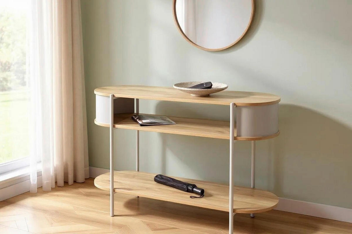 Masă Tip Consolă din metal, material pe bază de lemn,   110/76/39 cm  - cașmir/culoare lemn stejar, Trend, metal/material pe bază de lemn (110/76/39cm)