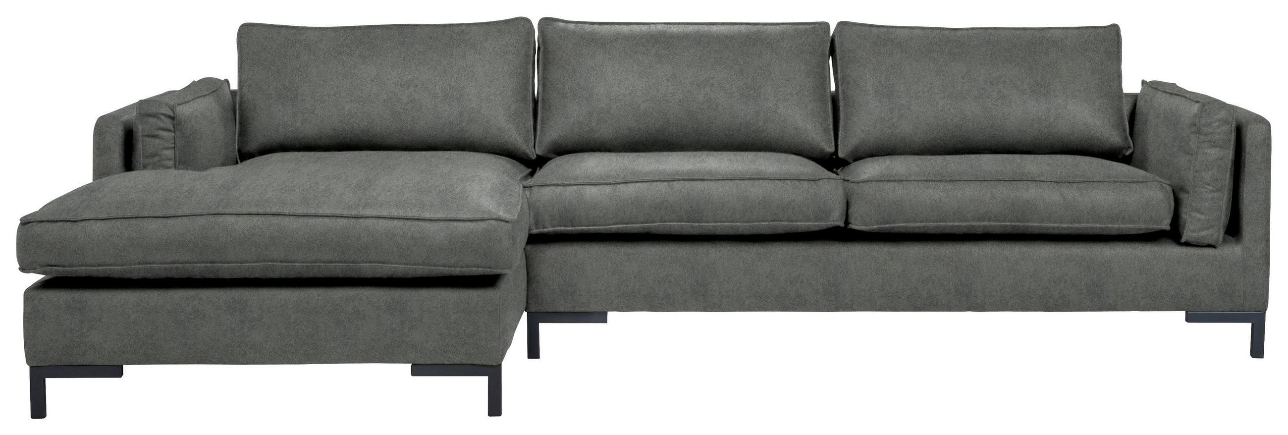 ECKSOFA Grün Lederlook  - Schwarz/Grün, Design, Textil/Metall (160/295cm) - Livetastic