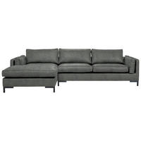 ECKSOFA in Lederlook Grün  - Schwarz/Grün, Design, Textil/Metall (160/295cm) - Livetastic