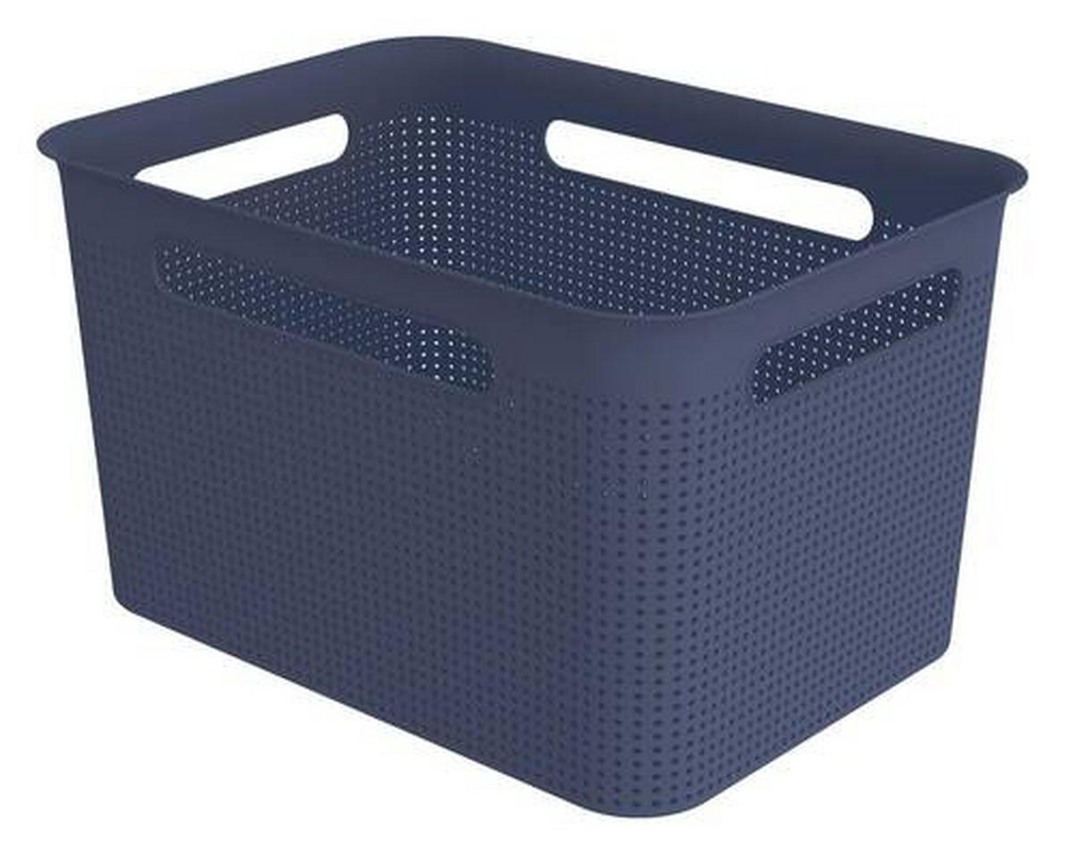 BOX, plast - tmavomodrá, Basics, plast (36/26,2/21,1cm) - Rotho