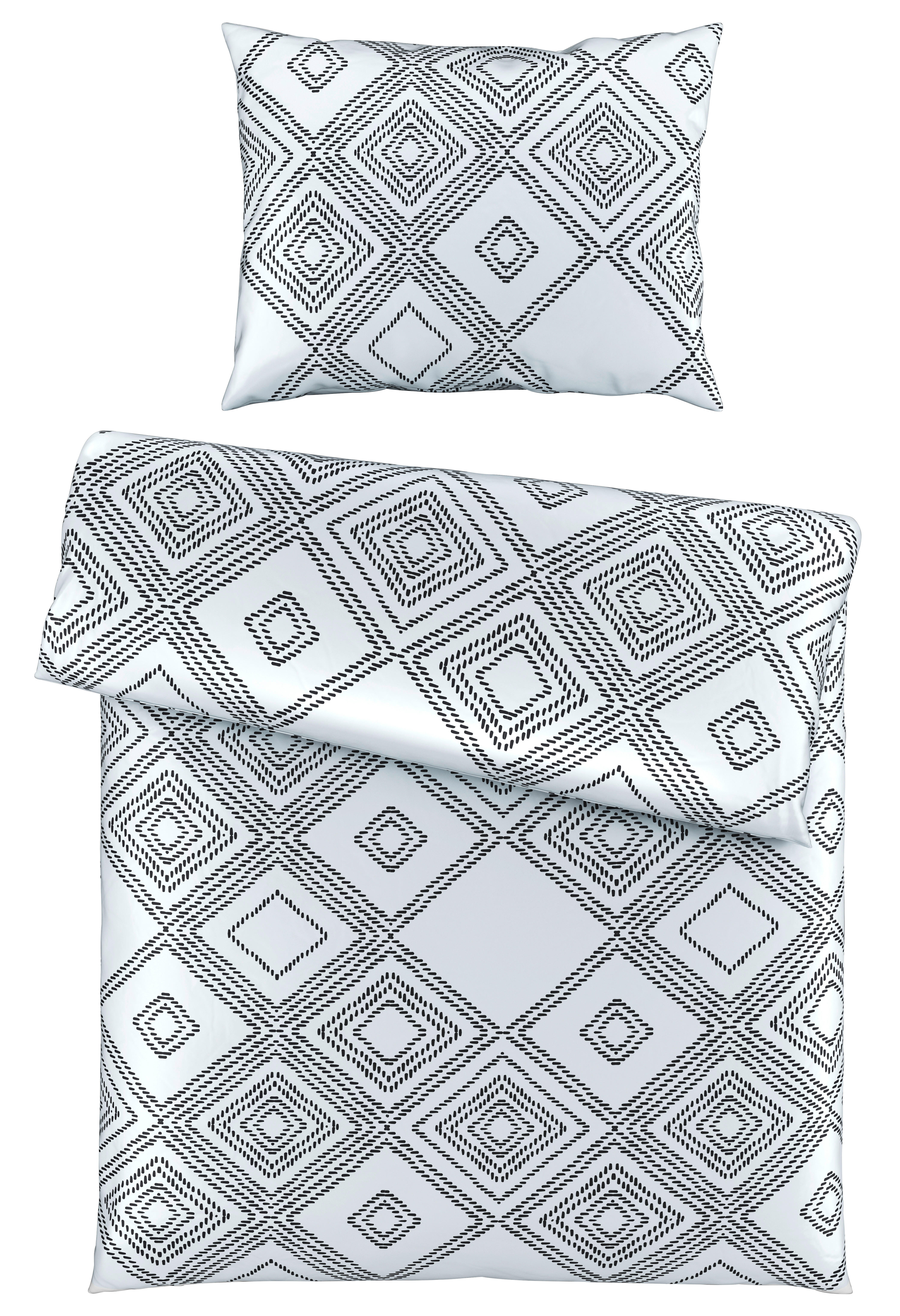 POSTELJINA BLACK&WHITE 140/200 cm saten crna, bela  - bela/crna, Dizajnerski, tekstil (140/200cm) - Novel