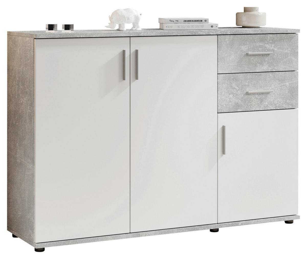 KOMMODE Bobby  in 120/82/35 cm  - Silberfarben/Weiß, KONVENTIONELL, Holzwerkstoff/Kunststoff (120/82/35cm) - Carryhome