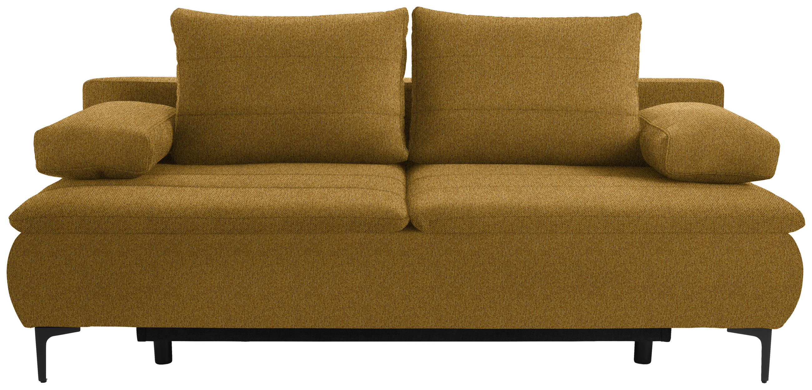 BOXSPRINGSOFA in Webstoff Senfgelb  - Senfgelb/Schwarz, KONVENTIONELL, Textil/Metall (204/93/100cm) - Novel