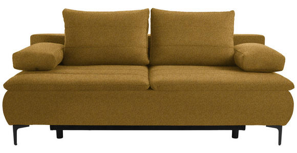 BOXSPRINGSOFA Webstoff Senfgelb - Senfgelb/Schwarz, KONVENTIONELL, Textil/Metall (204/93/100cm) - Novel