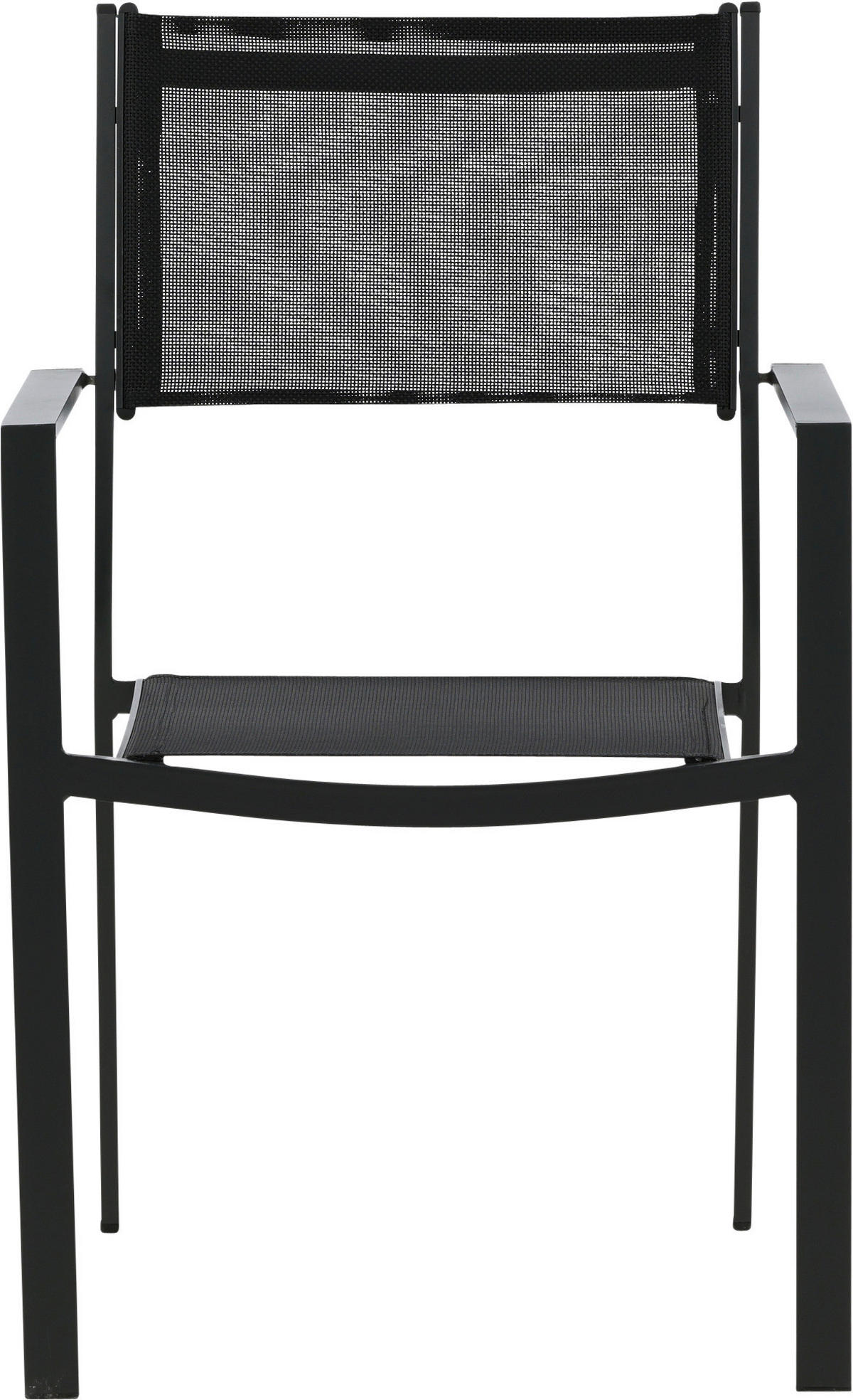 Stapelsessel 2er-Set Aluminium Schwarz  - Schwarz, KONVENTIONELL, Textil/Metall (56.5/88/61cm) - Gardenson