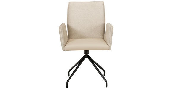 ARMLEHNSTUHL in Stahl Mikrofaser, Webstoff - Hellbraun/Beige, Design, Textil/Metall (49/91/60cm) - Moderano