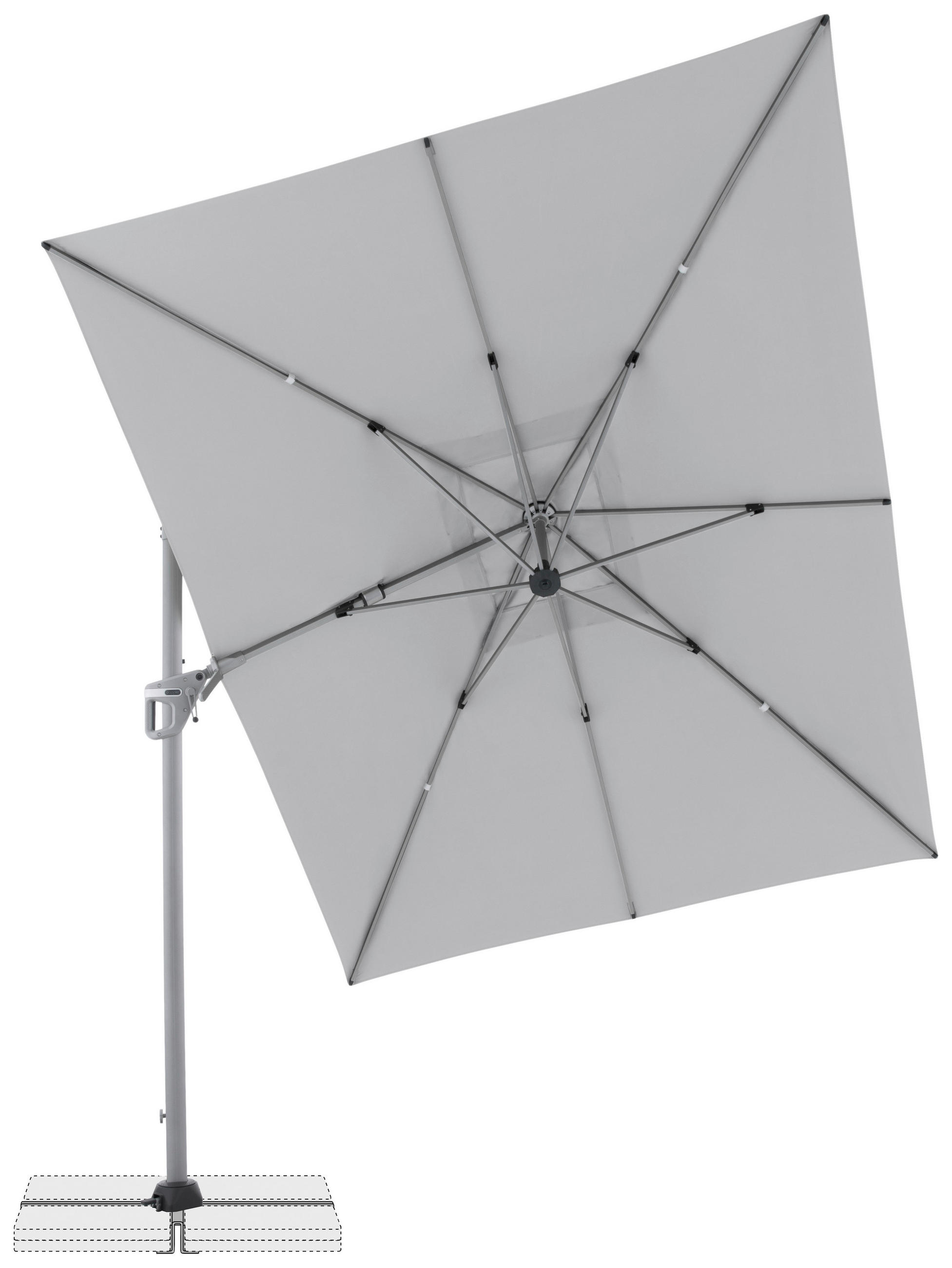 Doppler Ampelschirm Silber, Hellgrau 350x260 cm