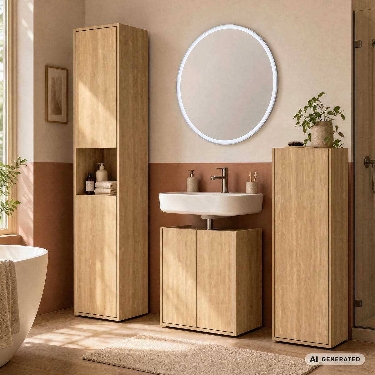 HOCHSCHRANK 42/197/33 cm  - Eichefarben/Schwarz, Trend, Holzwerkstoff/Kunststoff (42/197/33cm) - MID.YOU