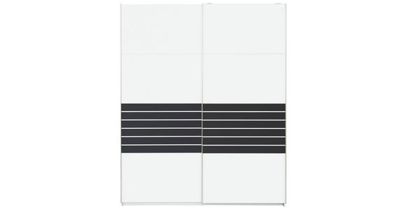 SCHWEBETÜRENSCHRANK in Dunkelgrau, Weiß - Chromfarben/Dunkelgrau, Design, Glas/Holzwerkstoff (181/223/68cm) - Voleo