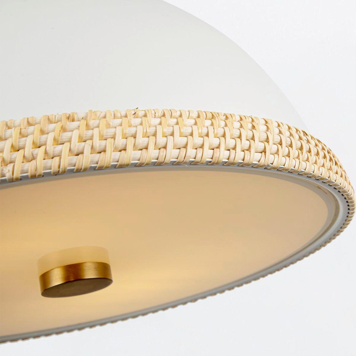 HÄNGELEUCHTE 32,4/41,7 cm  - Messingfarben/Weiß, Natur, Glas/Holz (32,4/41,7cm) - Elstead Lighting