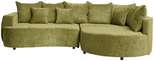 ECKSOFA in Chenille Olivgrün  - Schwarz/Olivgrün, Modern, Kunststoff/Textil (307/194cm) - Carryhome