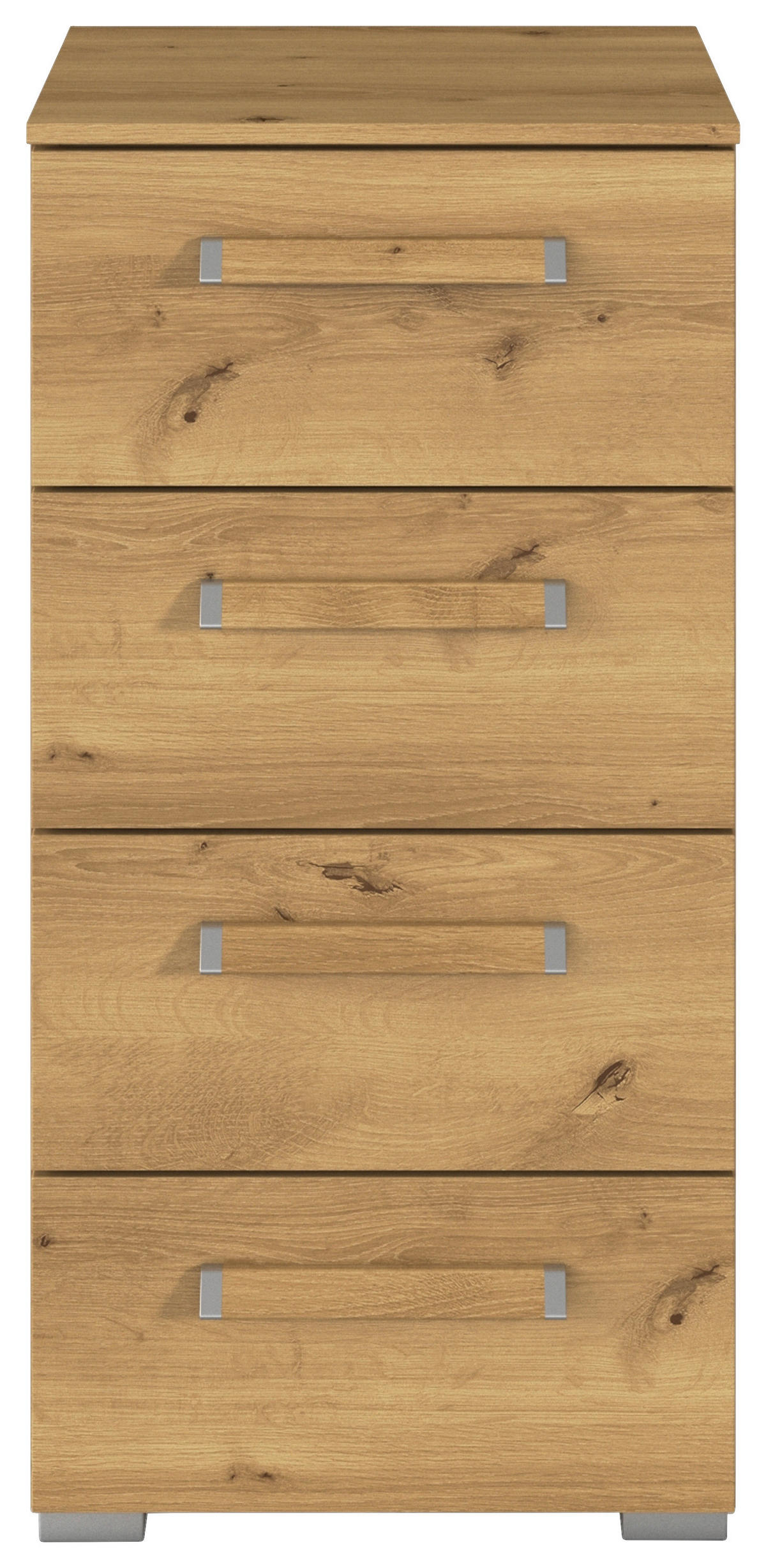 KOMMODE - Eichefarben/Silberfarben, Design, Holzwerkstoff/Kunststoff (40/81/42cm) - Novel