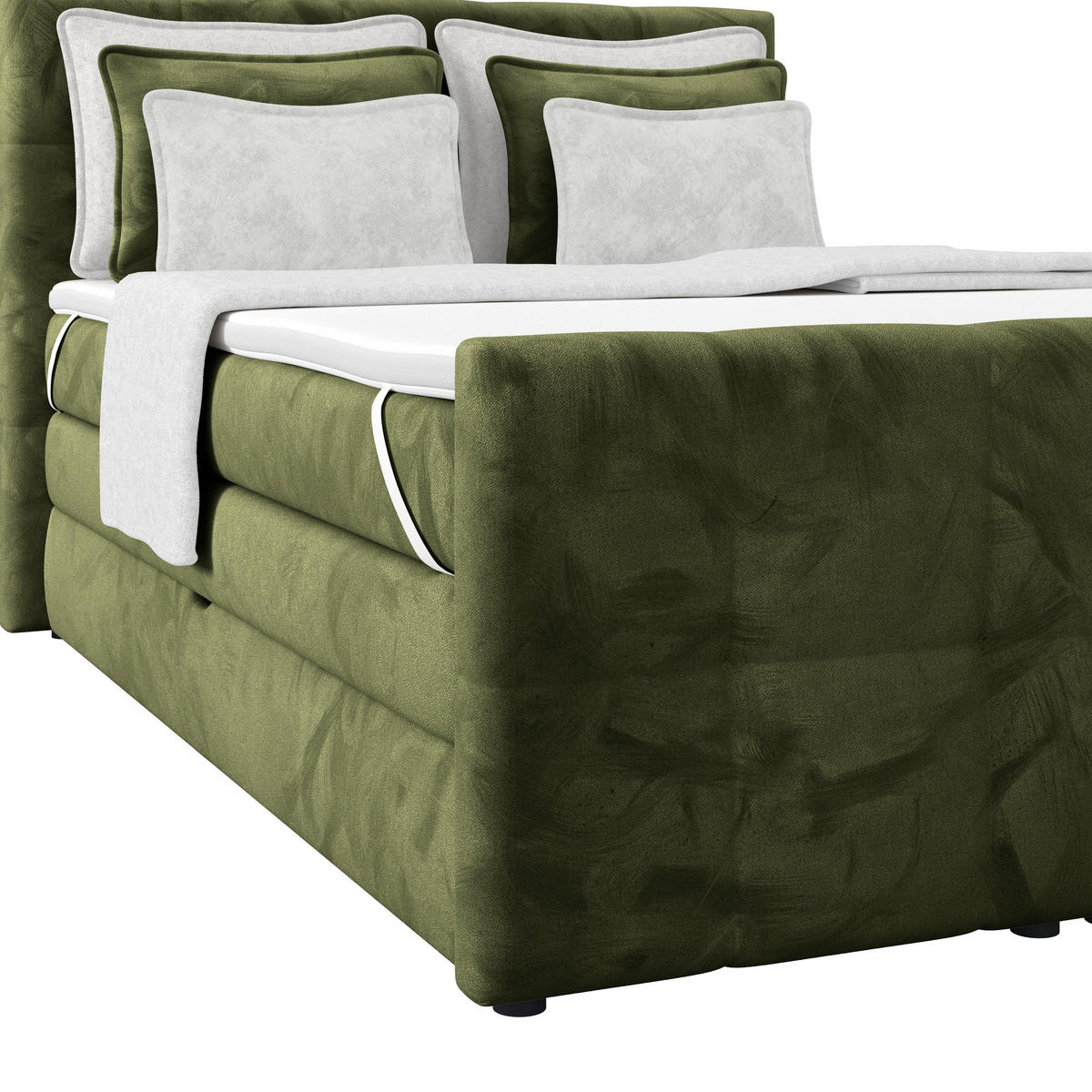 BOXSPRINGBETT 140/200 cm,  in Dunkelgrün, gepolstertes Kopfteil, Bettkasten, Topper, Matratzen, H4 + H4 = sehr fest  - Dunkelgrün, KONVENTIONELL, Holz/Holzwerkstoff (140/200cm) - Luca Bessoni