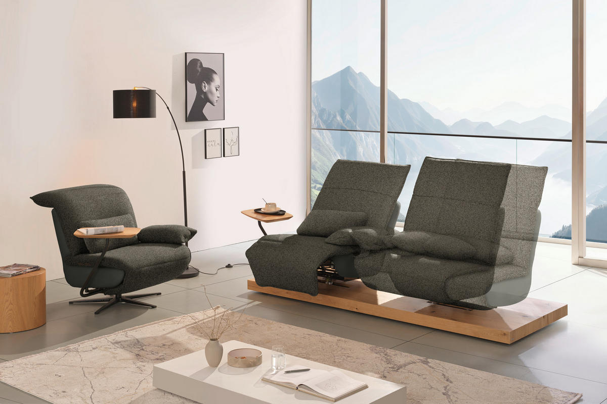 SESSEL in Flachgewebe, Mikrofaser Braun  - Schwarz/Braun, Design, Textil/Metall (84/65/91cm) - Koinor