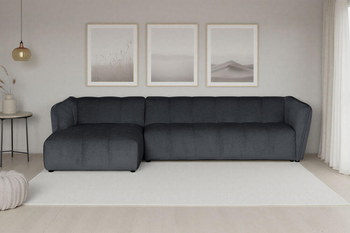 ECKSOFA  LIVOLI Grau Chenille  - Schwarz/Grau, Design, Textil (160/306cm) - MID.YOU