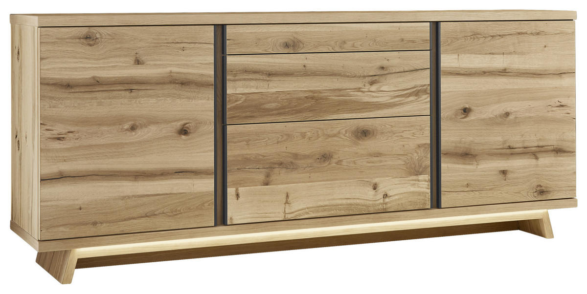 SIDEBOARD 206/77/43 cm  in Eichefarben  - Eichefarben/Schwarz, Design, Holz (206/77/43cm) - Venjakob