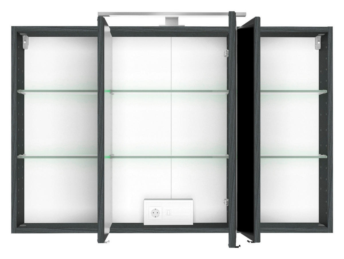 SPIEGELSCHRANK 100/64/20 cm  - Alufarben/Graphitfarben, Basics, Glas/Holzwerkstoff (100/64/20cm) - Held