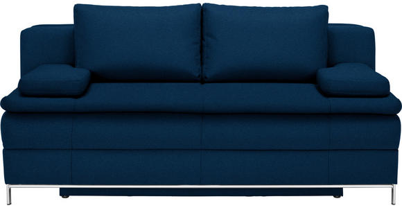 BOXSPRINGSOFA in Dunkelblau  - Chromfarben/Dunkelblau, Design, Textil/Metall (200/93/107cm) - Novel