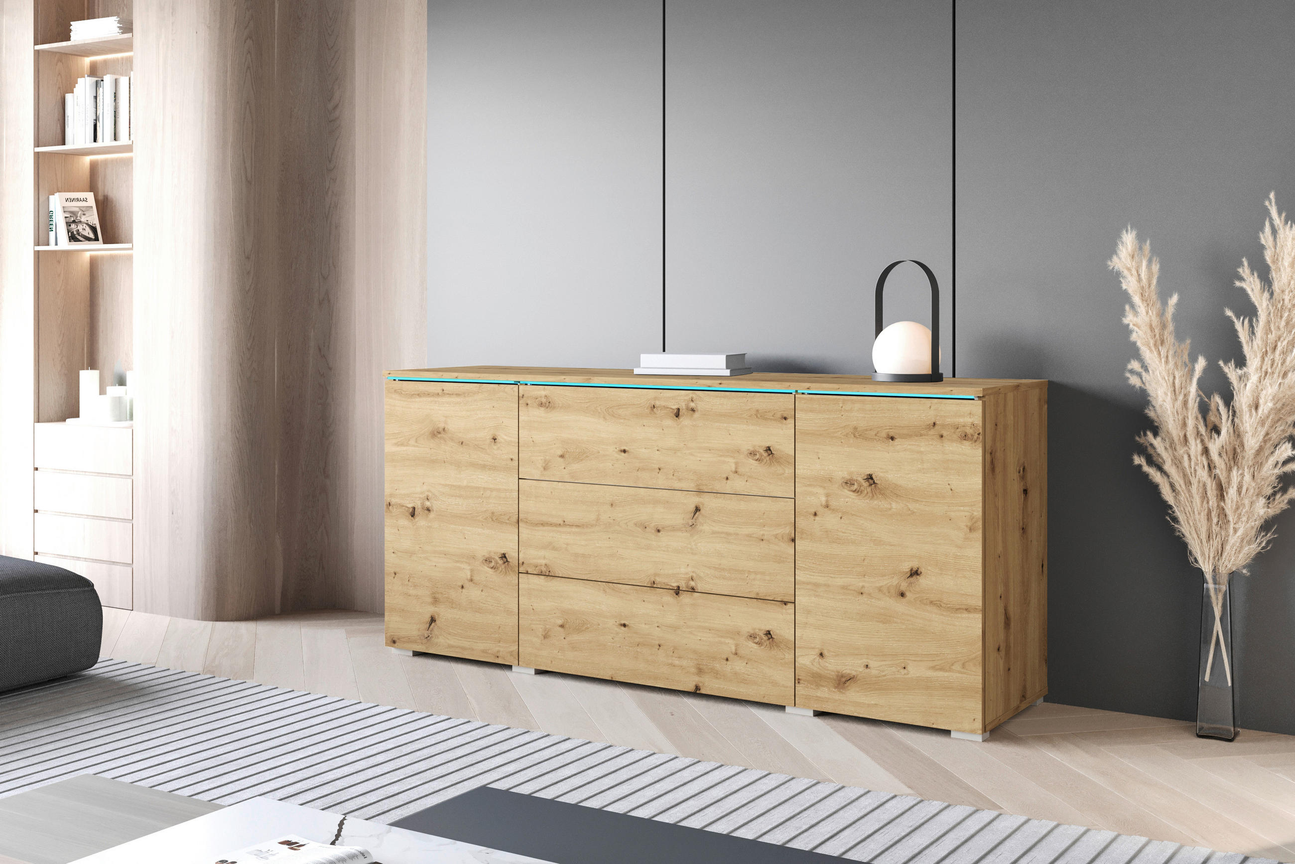 SIDEBOARD  in 150/67,9/39,5 cm  - Eiche Artisan/Grau, Basics, Holzwerkstoff/Kunststoff (150/67,9/39,5cm) - P & B