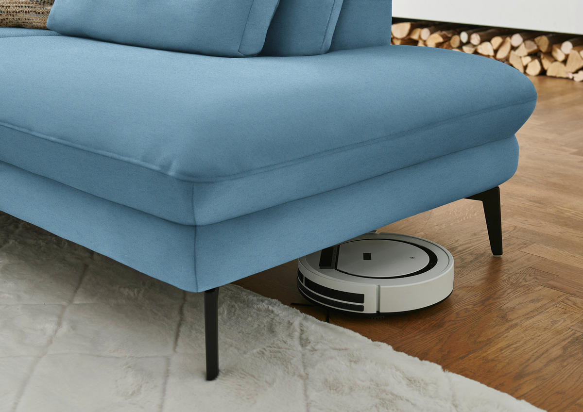 WOHNLANDSCHAFT Chenille, Flachgewebe Blau  - Blau/Schwarz, Design, Textil/Metall (180/344/208cm) - Dieter Knoll