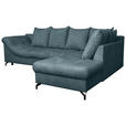 ECKSOFA Blau Struktur - Blau/Schwarz, KONVENTIONELL, Textil/Metall (274/194cm) - Carryhome