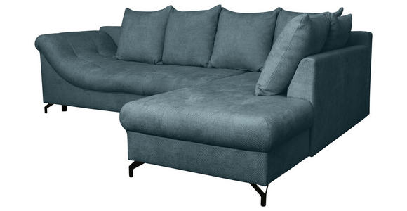 ECKSOFA Blau Struktur - Blau/Schwarz, KONVENTIONELL, Textil/Metall (274/194cm) - Carryhome