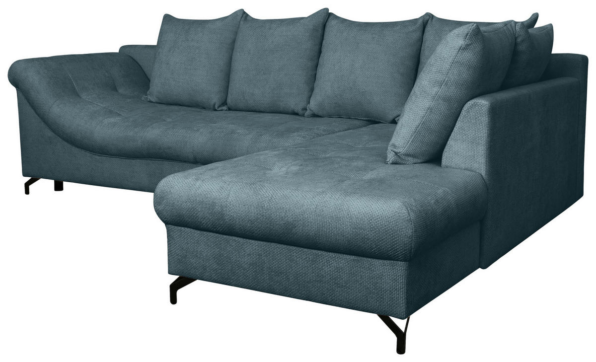 ECKSOFA Blau Struktur  - Blau/Schwarz, KONVENTIONELL, Textil/Metall (274/194cm) - Carryhome