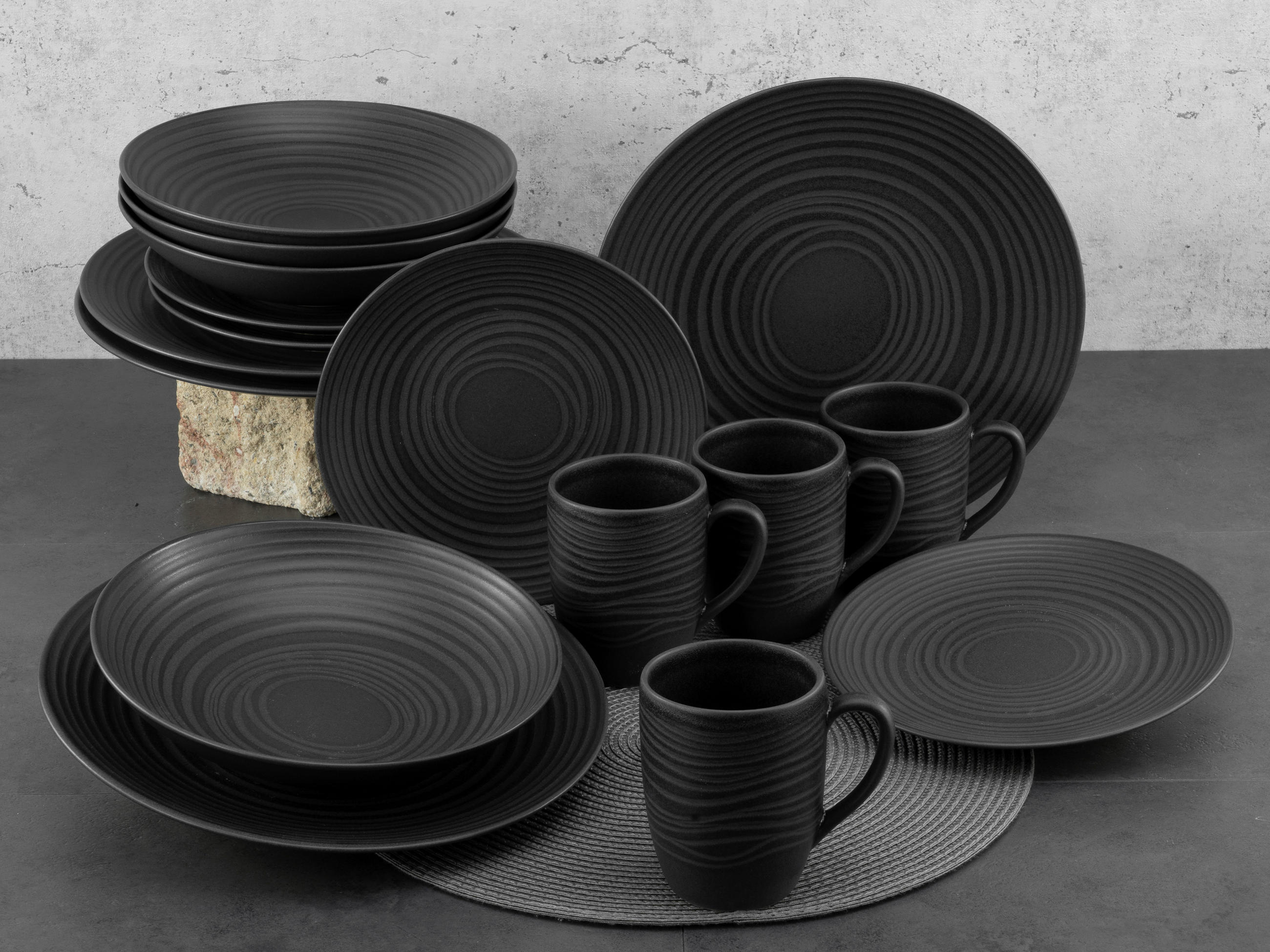 KOMBISERVICE Schwarz 16-teilig 4 Personen  - Schwarz, Basics, Keramik - Creatable