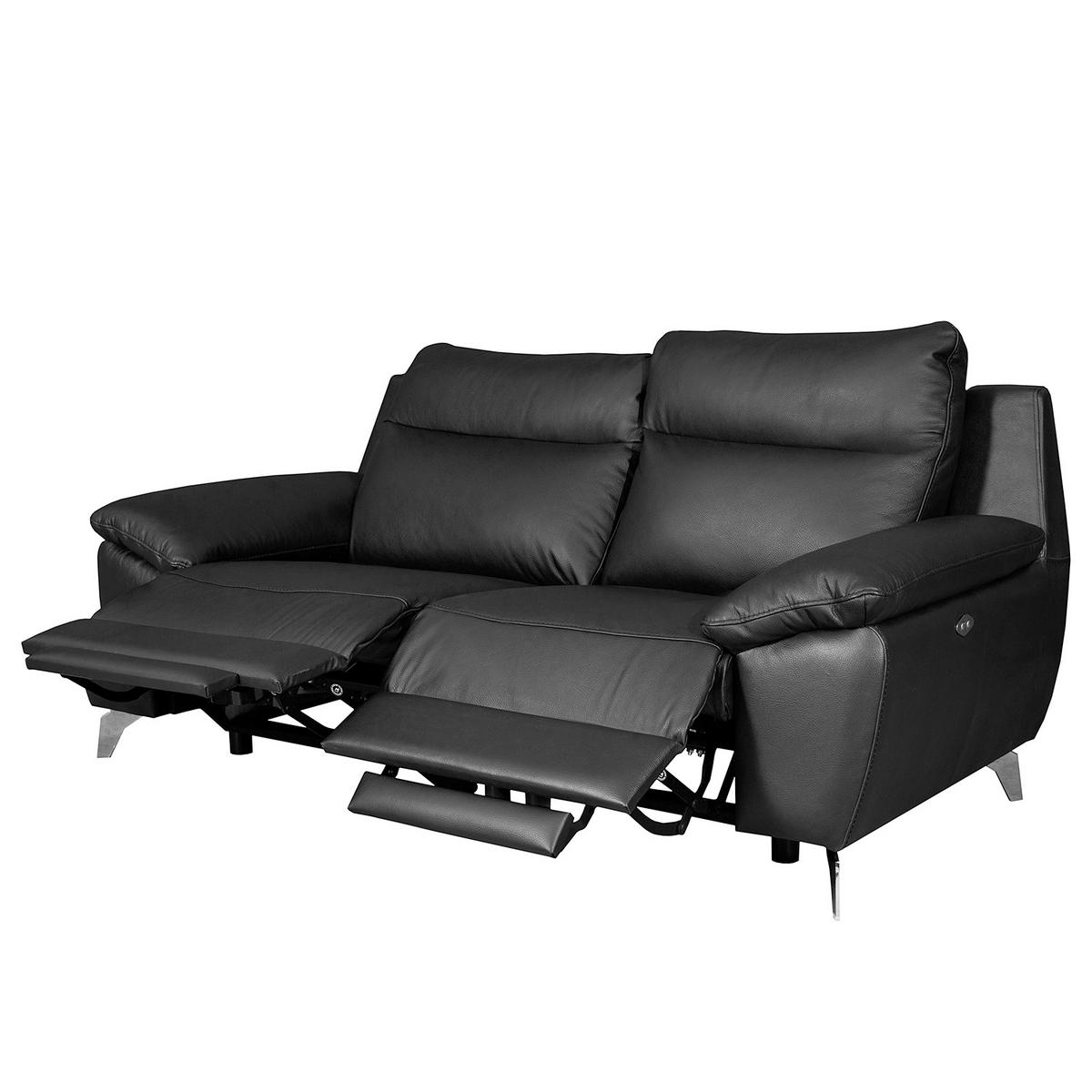 2-SITZER-SOFA 178/95/96 cm PERLE in Echtleder Schwarz   - Chromfarben/Schwarz, Design, Leder/Metall (178/95/96cm) - Livetastic