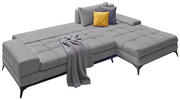 ECKSOFA Grau Webstoff  - Schwarz/Grau, Design, Textil/Metall (315/212cm) - Carryhome