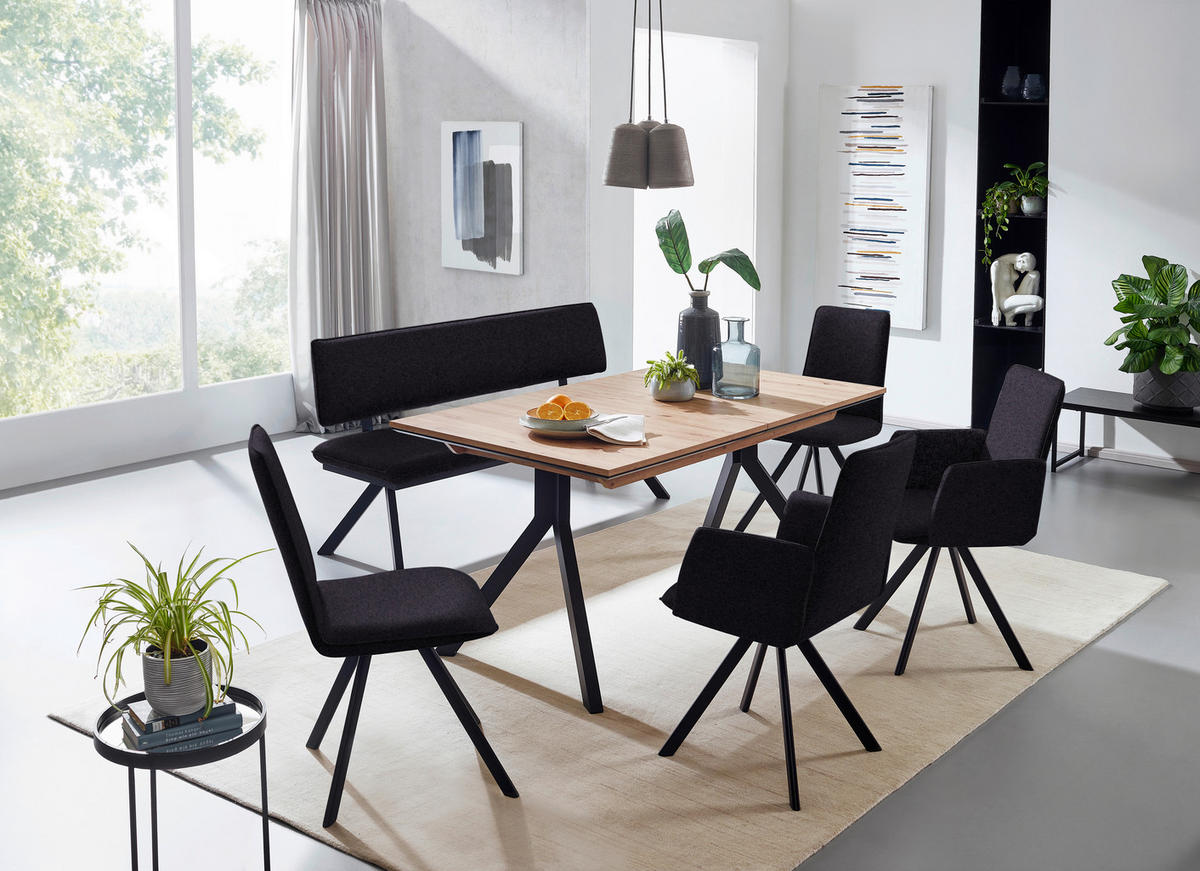 SITZBANK 180/86,5/60 cm  in Anthrazit, Schwarz  - Anthrazit/Schwarz, Design, Textil/Metall (180/86,5/60cm) - Cantus