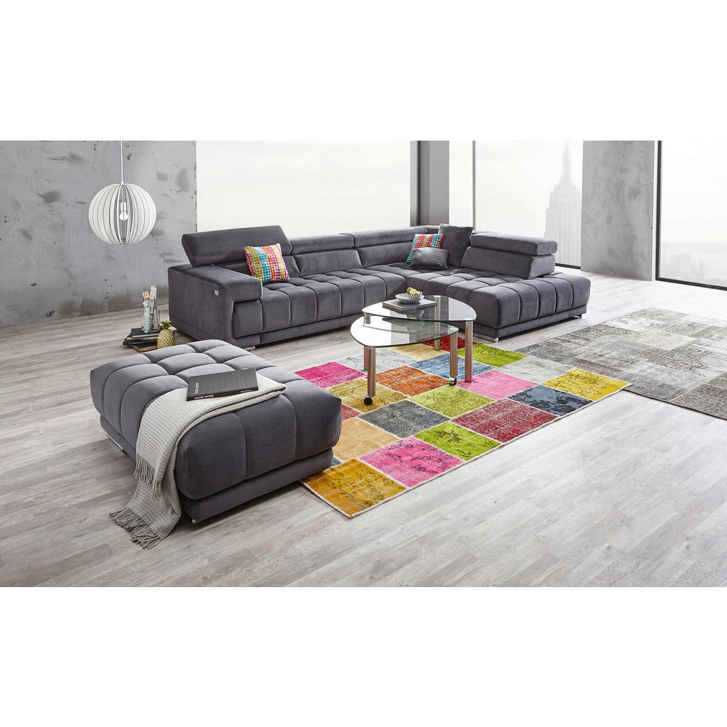 Thumbnail - Beldomo Speed Ecksofa, Anthrazit, Textil, 5-Sitzer, Ottomane rechts, L-Form, 326x222 cm, Goldenes M, Typenauswahl, Stoff...