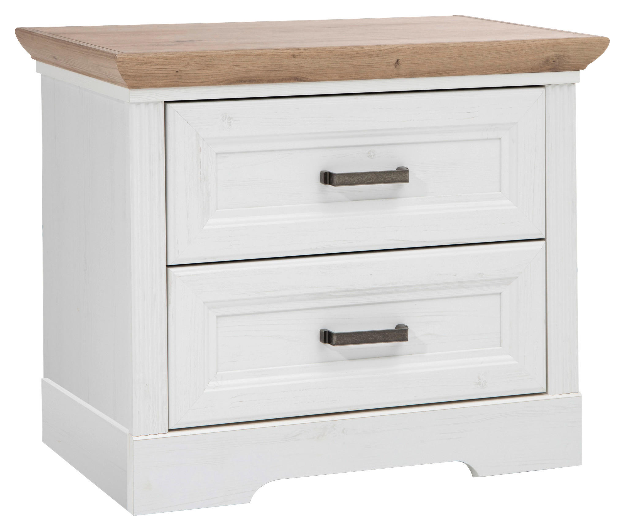 Nachtkästchen Weiß/Eiche H: 54 cm Jasmin II