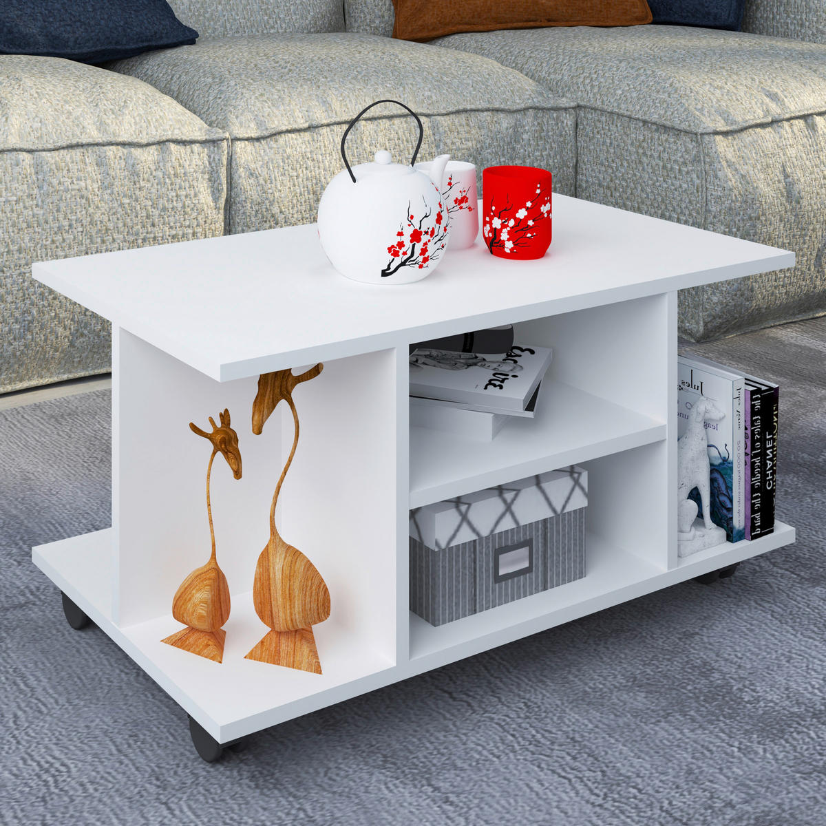 COUCHTISCH Weiß  - Weiß, MODERN, Holzwerkstoff/Kunststoff (80/40/40cm) - MID.YOU