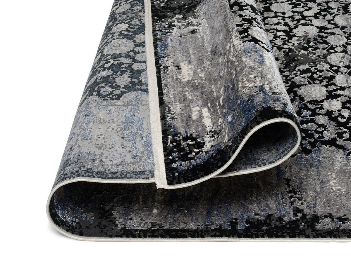 WEBTEPPICH 160/230 cm Colorado Flower Grau, Schwarz, Hellgrau, Dunkelgrau  - Dunkelgrau/Hellgrau, Design, Textil (160/230cm) - Musterring