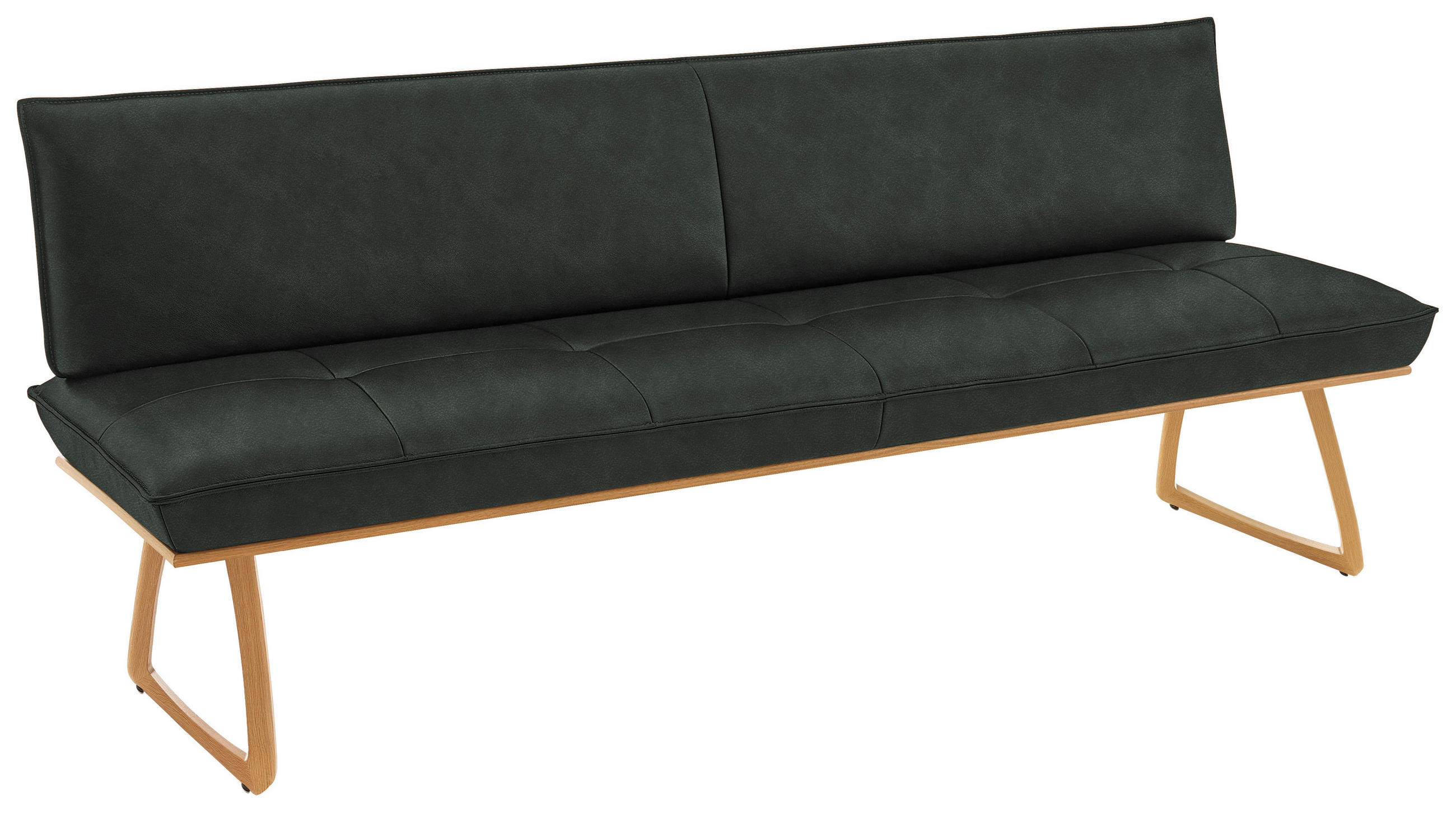 SITZBANK in Holz, Leder Dunkelgrün, Wildeiche  - Wildeiche/Dunkelgrün, Design, Leder/Holz (214/88/66cm) - Koinor