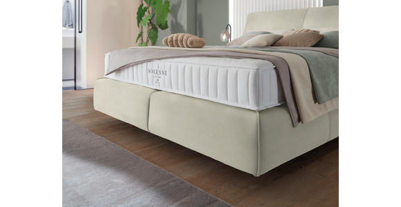 BOXSPRINGBETT 200/200 cm  in Elfenbein  - Elfenbein/Schwarz, Design, Kunststoff/Textil (200/200cm) - Johann Jakob