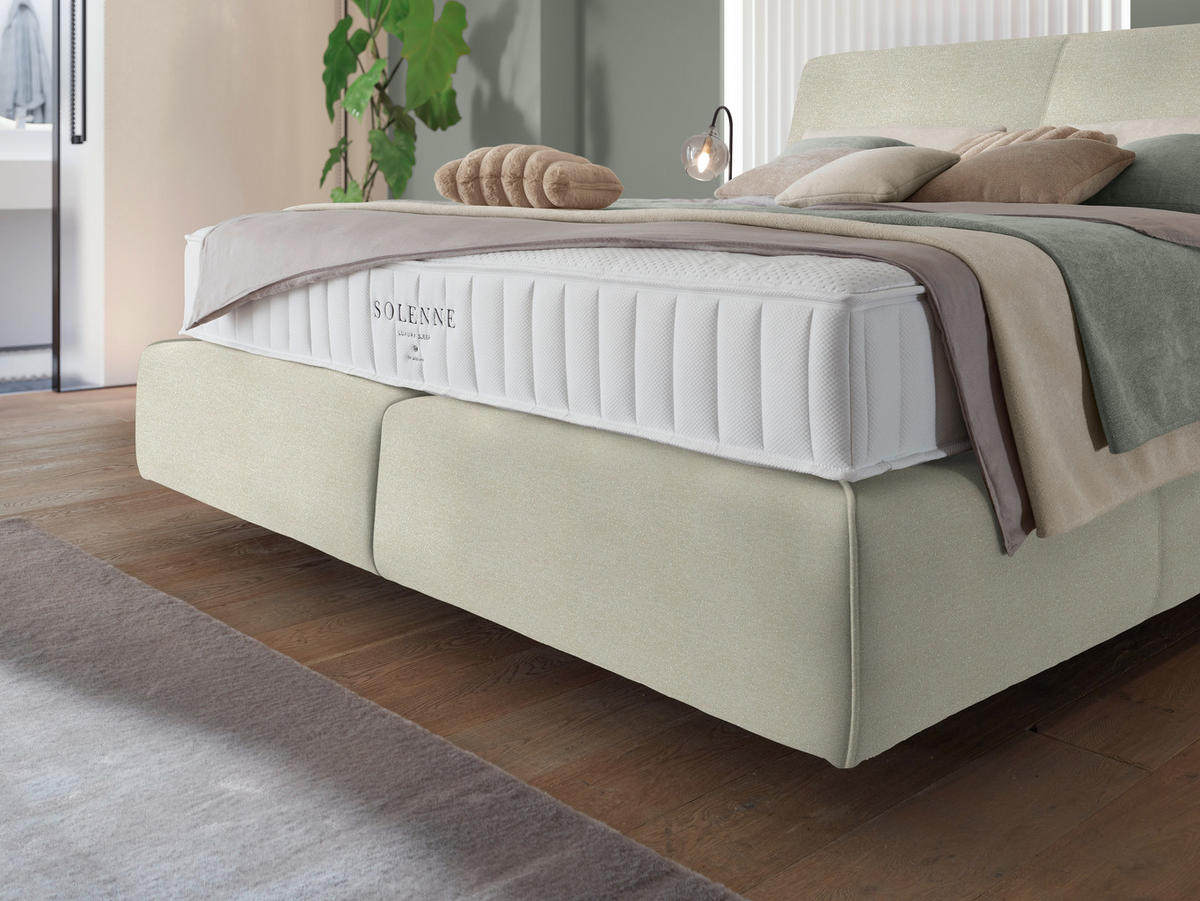 BOXSPRINGBETT 180/200 cm  Elfenbein  - Elfenbein/Schwarz, Design, Kunststoff/Textil (180/200cm) - Johann Jakob