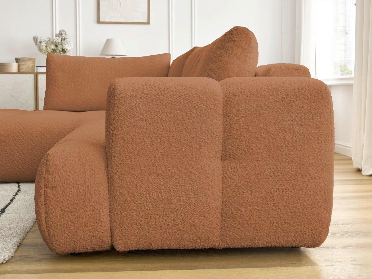 ECKSCHLAFSOFA EVEREST Bouclé Orange  inkl. Rückenkissen, Schlaffunktion  - Schwarz/Orange, MODERN, Kunststoff/Textil (204/282cm)