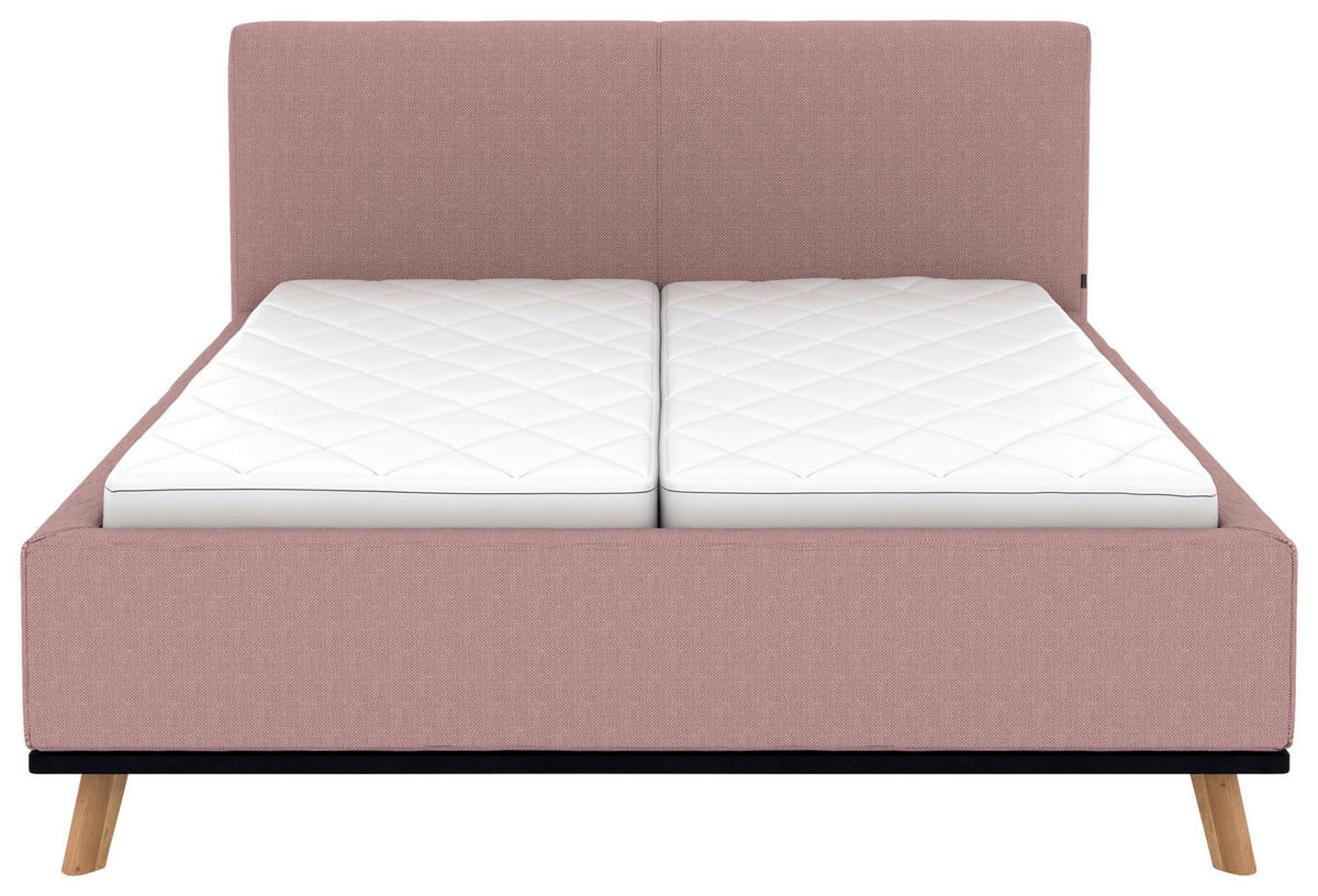 POLSTERBETT Matratze, Lattenrost, Bettkasten 180/200 cm  in Altrosa  - Eichefarben/Altrosa, Design, Holz/Textil (180/200cm) - Musterring