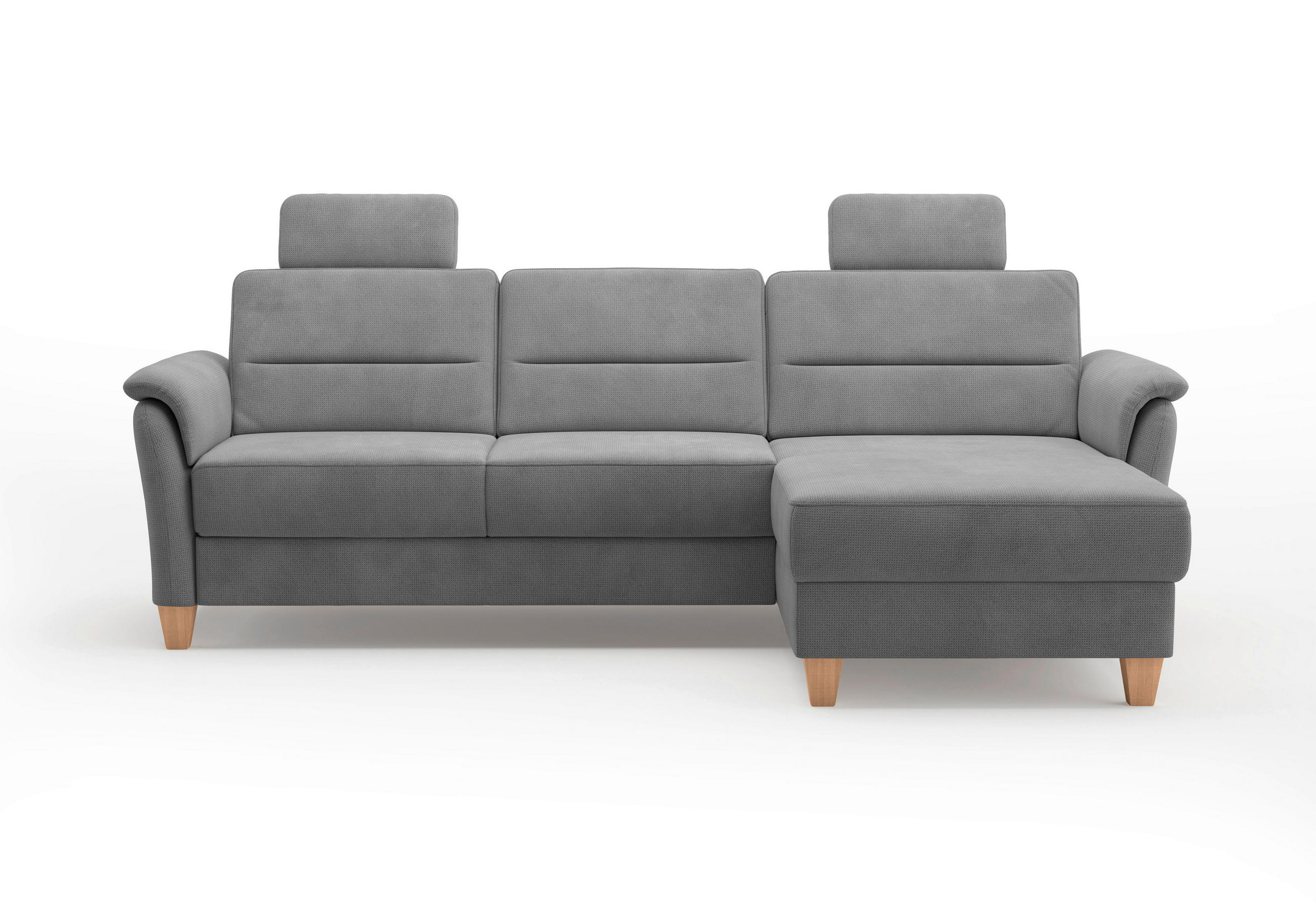 ECKSOFA in Flachgewebe Grau  - Eichefarben/Grau, Konventionell, Holz/Textil (244/163cm) - Sit & More