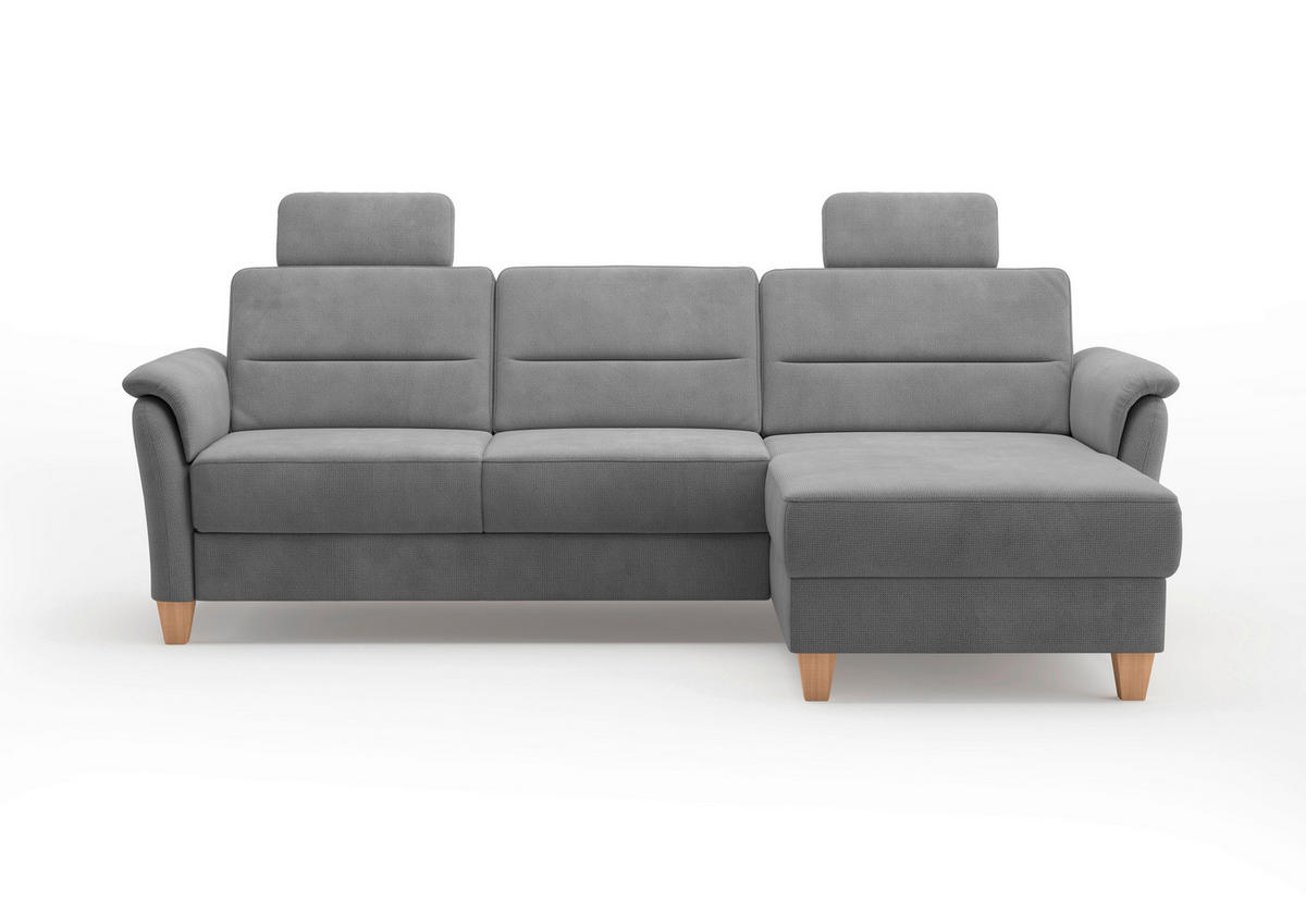 ECKSOFA in Flachgewebe Grau  - Eichefarben/Grau, Konventionell, Holz/Textil (244/163cm) - Sit & More