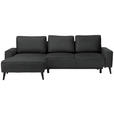 ECKSOFA in Velours Anthrazit  - Anthrazit/Schwarz, KONVENTIONELL, Holz/Textil (161/260cm) - Carryhome