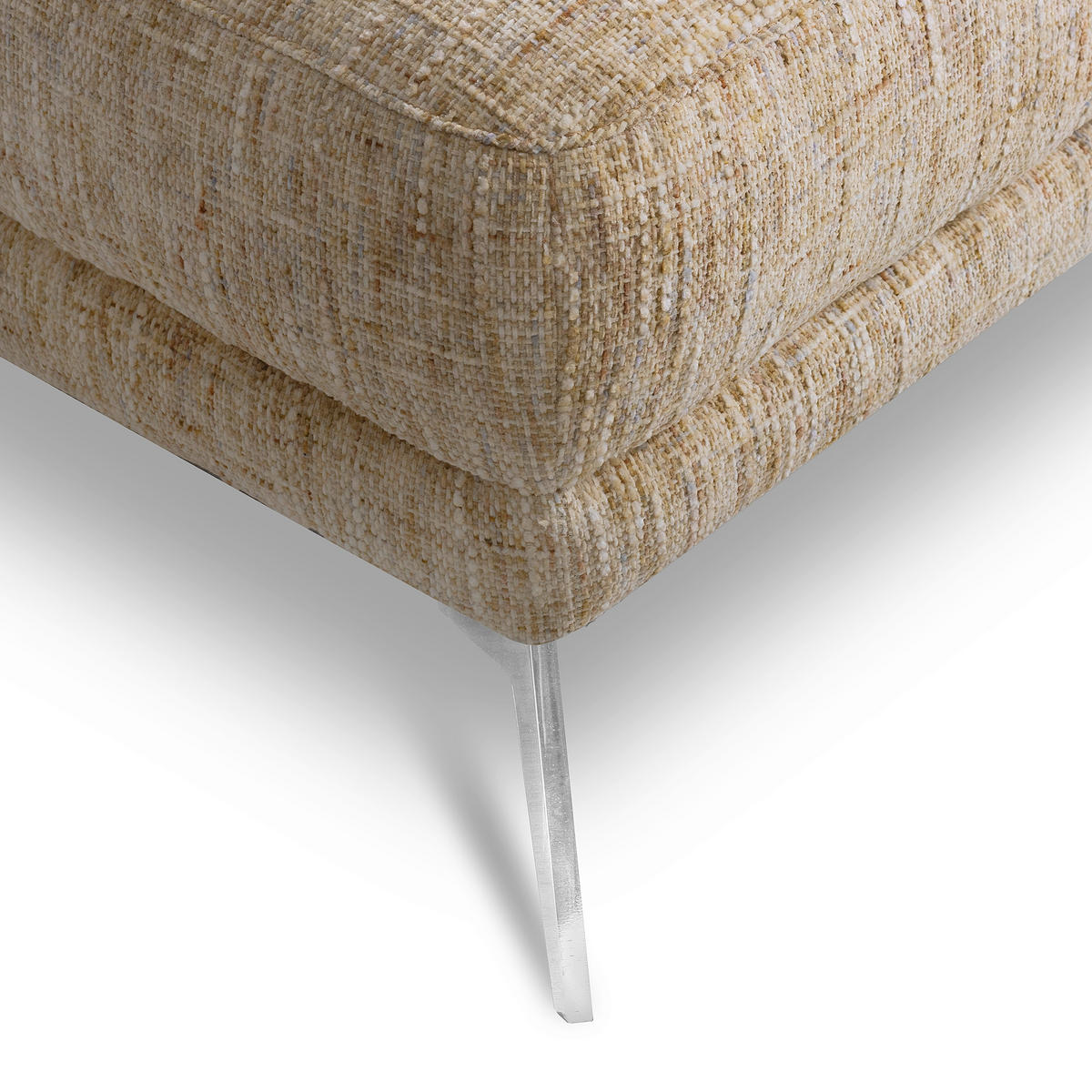 HOCKER SPRING Webstoff Hellbraun  - Chromfarben/Hellbraun, Design, Textil/Metall (96/45/80cm) - P & B