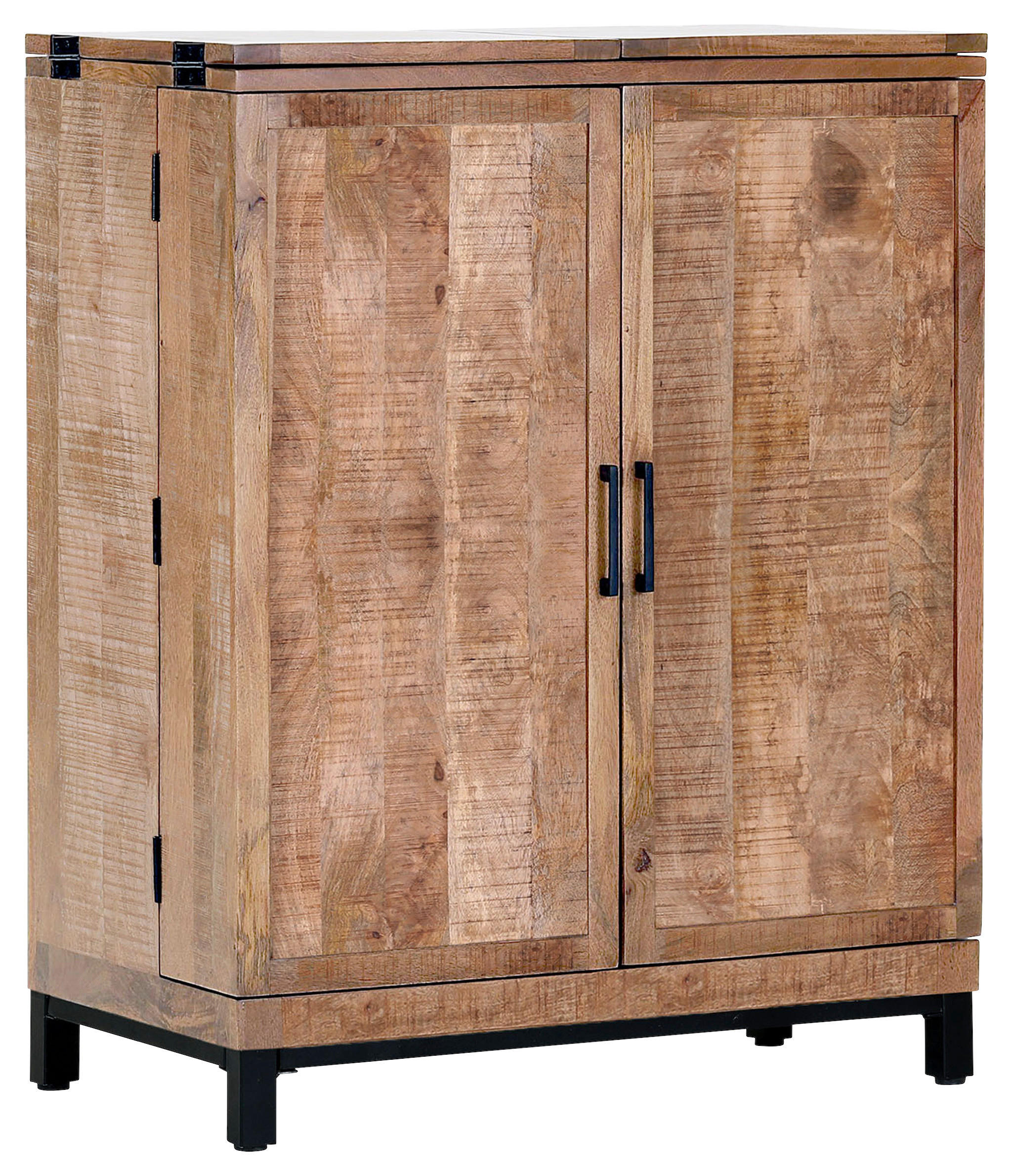 BAR Mangoholz massiv Naturfarben  - Schwarz/Naturfarben, Design, Holz/Metall (100-150/122/55cm) - Landscape