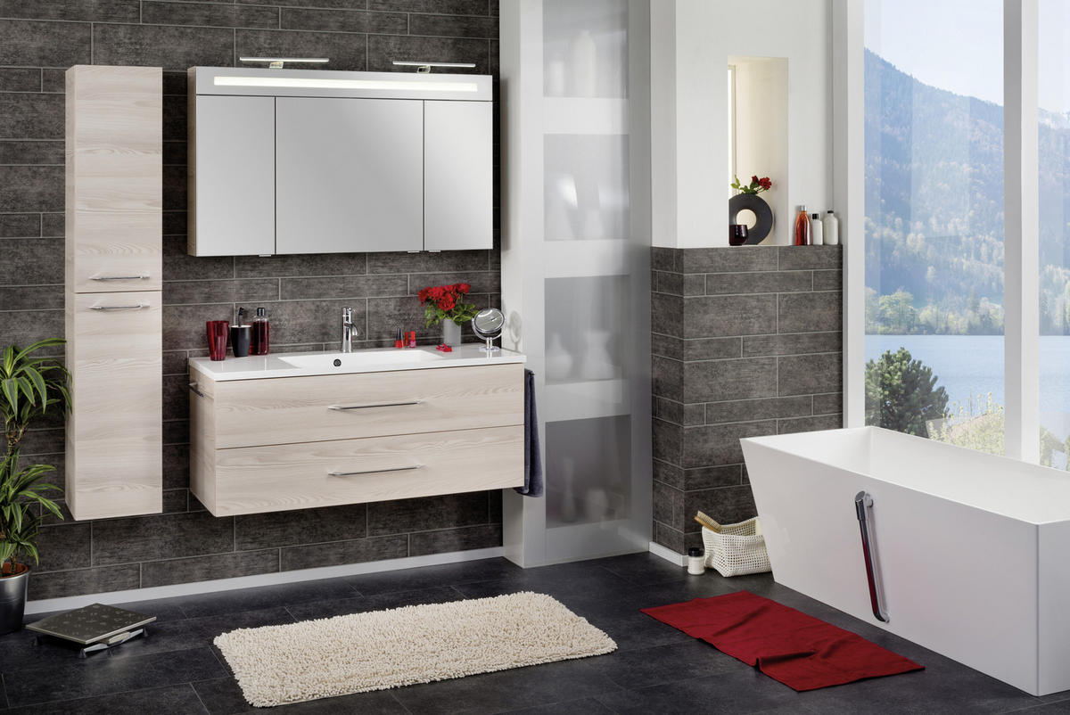 SPIEGELSCHRANK 120/71/16 cm  - Eschefarben/Alufarben, MODERN, Glas/Holzwerkstoff (120/71/16cm) - MID.YOU
