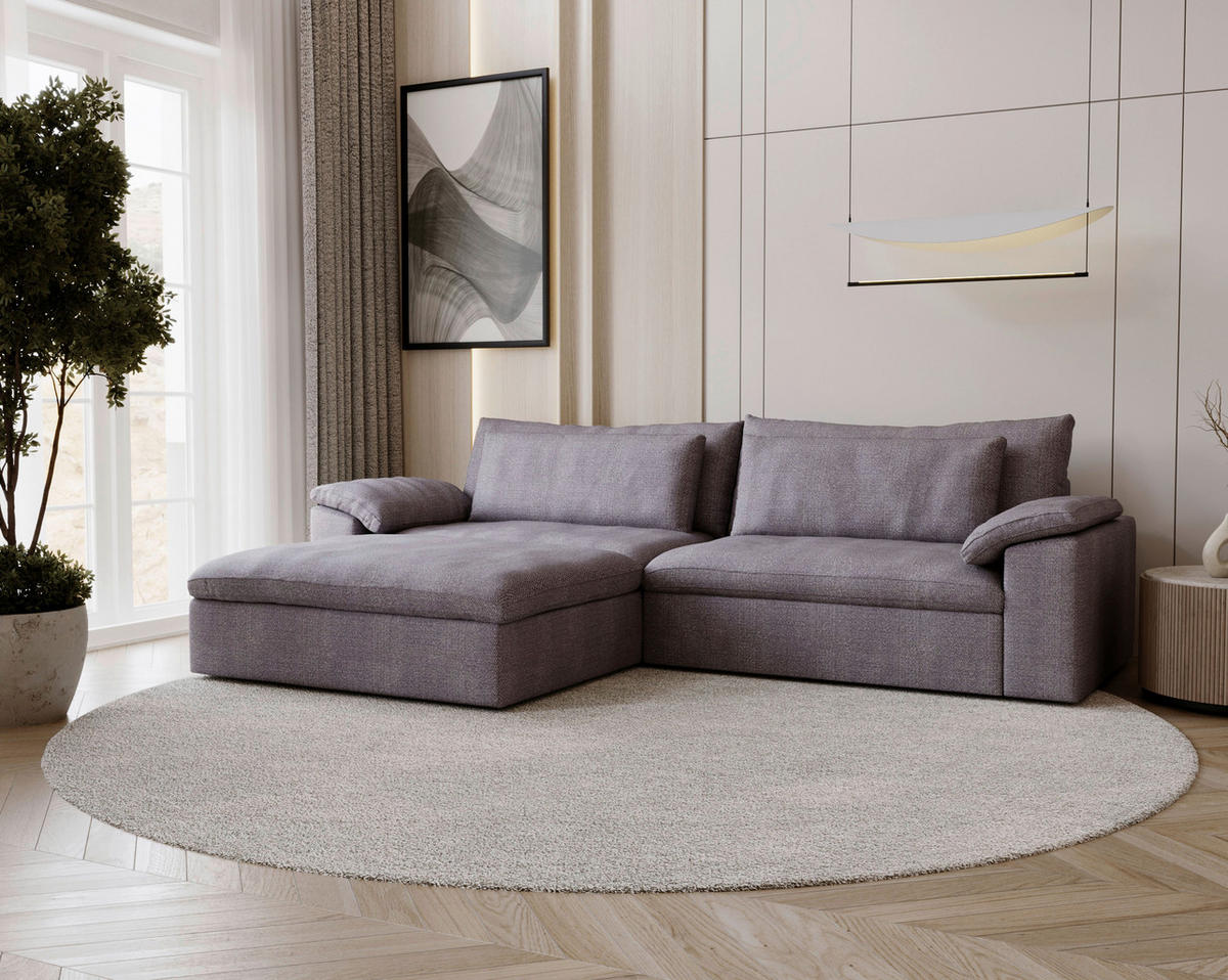 ECKSOFA  in Webstoff Grau, Lila  198/306 cm  - Lila/Schwarz, MODERN, Kunststoff/Textil (198/306cm) - Carryhome